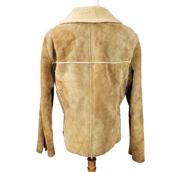 Women's GAP Suede Leather Sherpa Lined Jacket Y2K Size Large - Picture 4 of 17